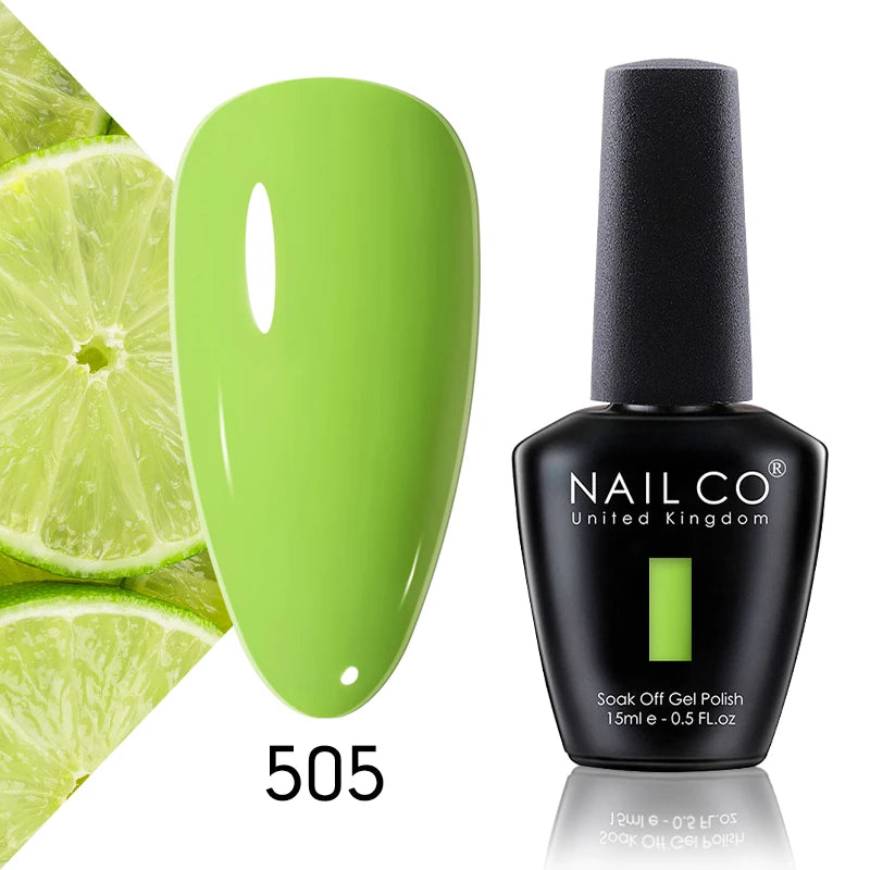 NAILCO 15ml Color Gel Nail Polish Soak Off, Hybrid Varnishes Manicure, UV&LED Nail Gel Semi Permanent Lacquer Base Top Coat.