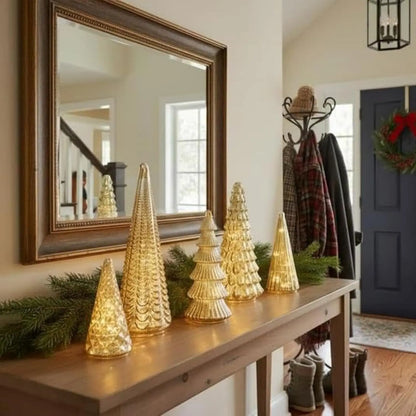 Set of 5 3D Printing Illuminated Trees, LED, Gold Tree Figurine