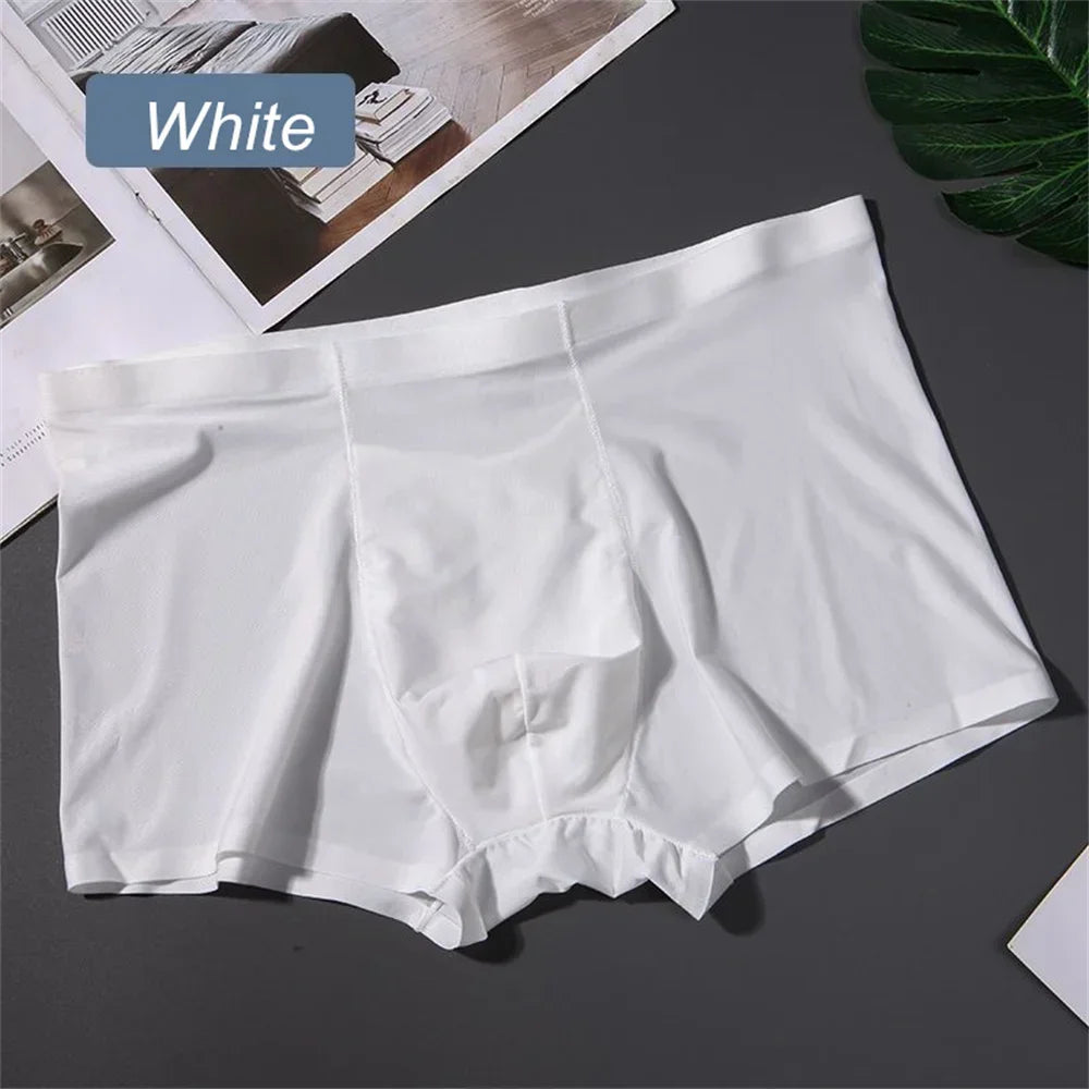 3PCS High Quality Men's Ice Silk Underwear Summer Thin Breathable Seamless Panties Sexy Male Underpants Plus Size.