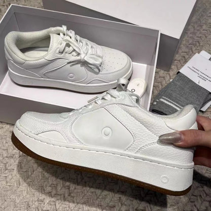 Genuine leather white shoes classic black and white running shoes.