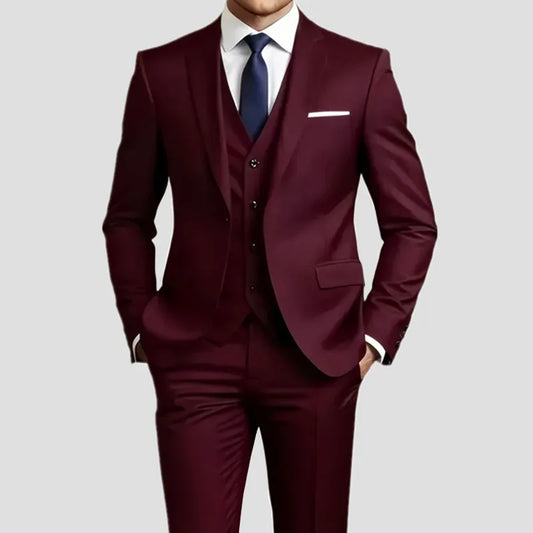 Elegant Men Suit Sets- Slim Fit Tuxedo Set for Weddings & Formal Occasions, Black Suit.