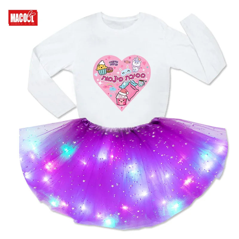 Kawaii Heart Outfit Girls Shirt Tutu Set, Child Outfits.