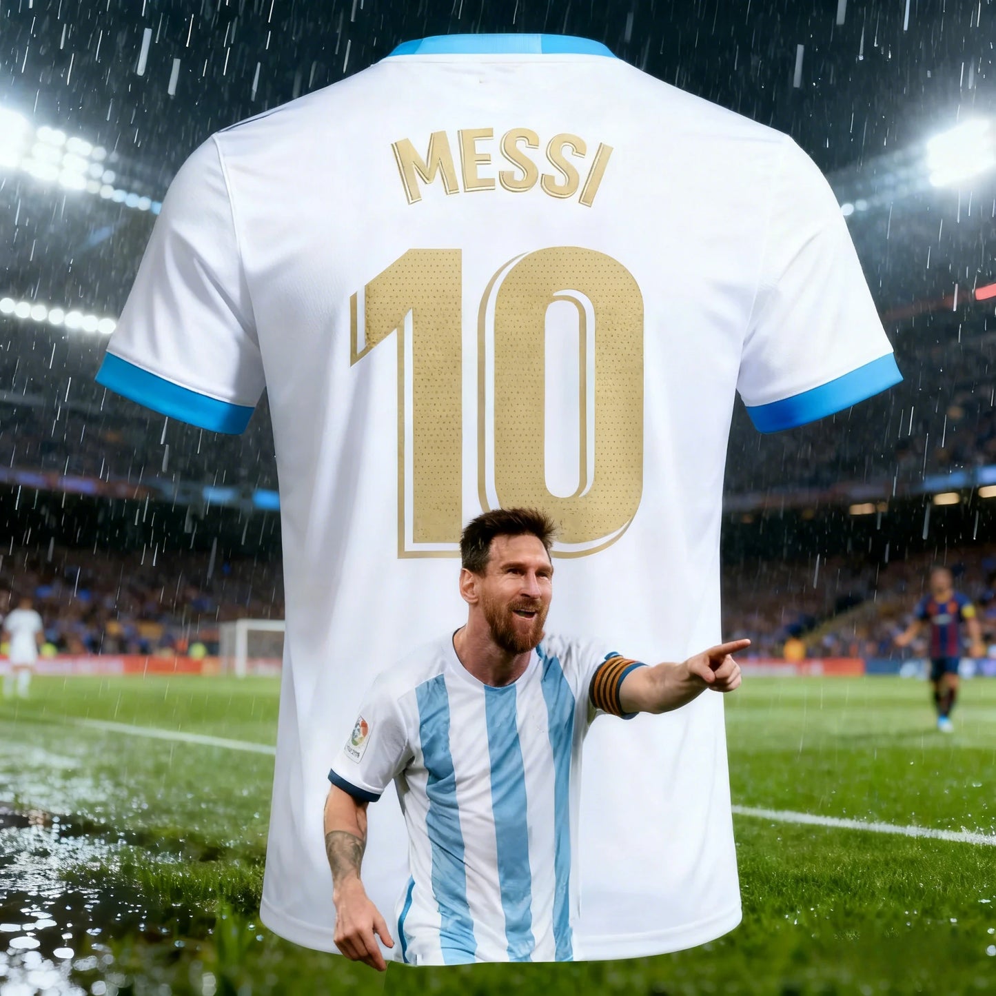 Summer Adult Messi #10 AI Design Men Football Jersey, Outdoor Daily Sport Shirt Quick-Dry.