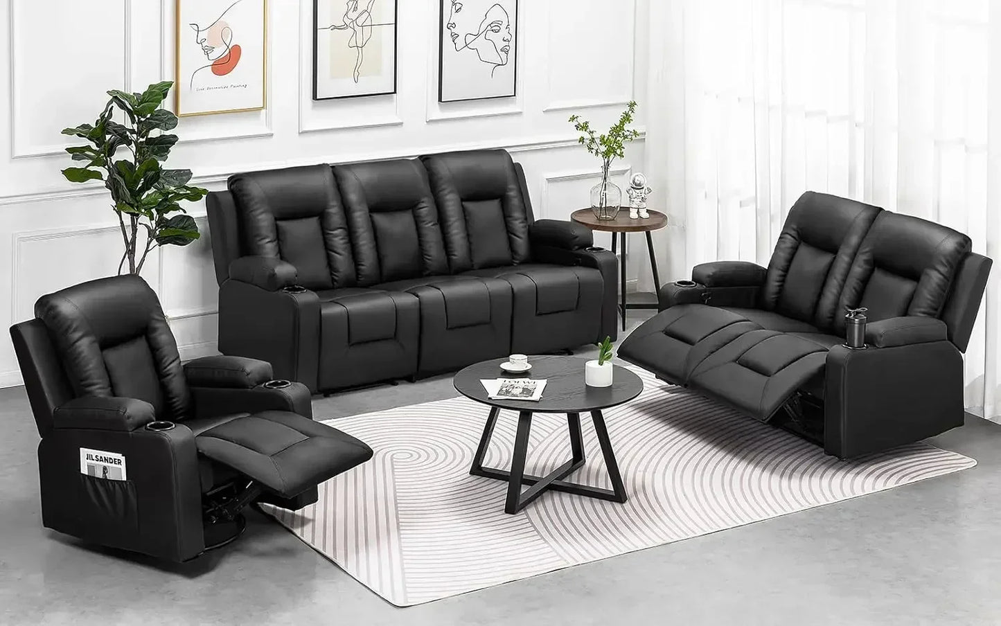 Recliner Chair Set, Leather Recliner Living Room Furniture Sets, Recliner Sofa Loveseat.