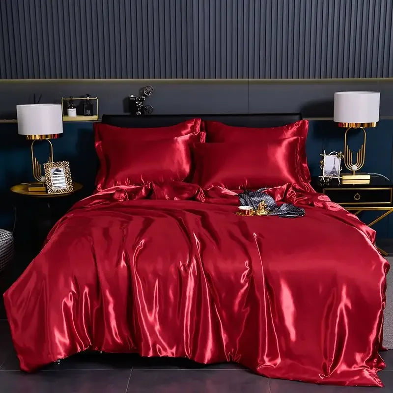 Luxury 100% Silk Bedding  with Duvet Cover4pcs Bed Cover