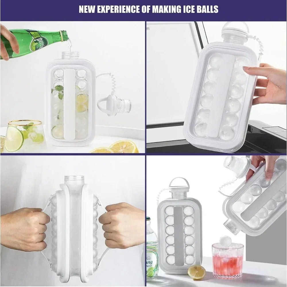Portable 2-in-1 Folding Ice Maker Water Bottle, Creative Ice Cube Mold.