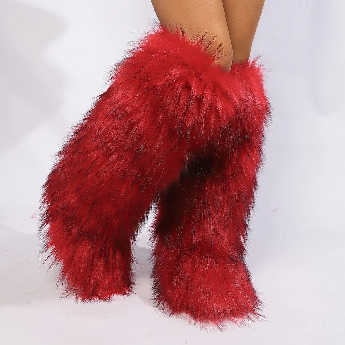 Women Over-The-Knee Boots, Winter New Fox Fur Snow Boots, And Cashmere Women Boots, Leg Warm Boots Non-Slip Soles.