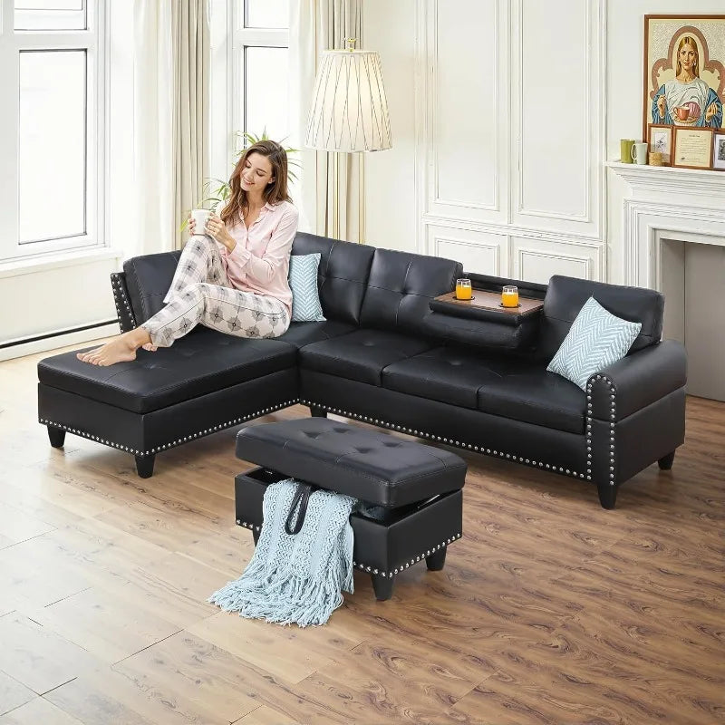 Sectional Couches for Living Room, L Shaped Couch 3-Piece Sectional Sofa Set for Living Room, and Small Apartment.