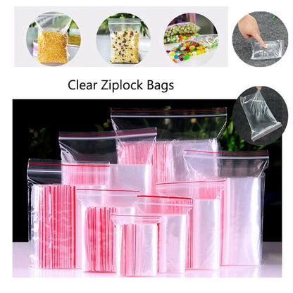 100 Pcs/Pack Small Zip Lock Plastic Bags recloseable Storage Bag  Clear Bags