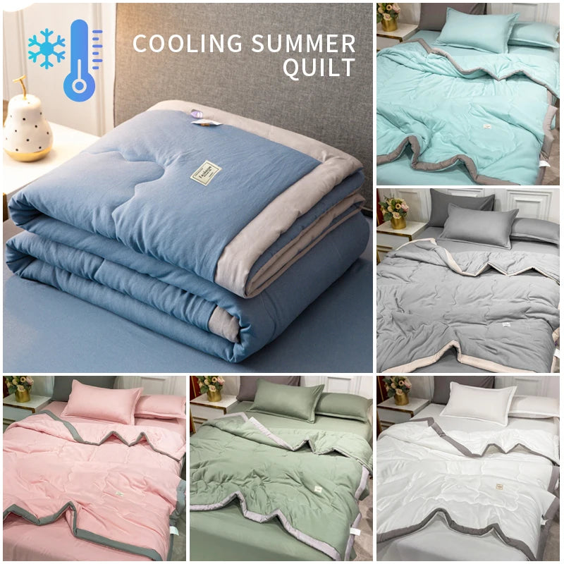 2024 new polyester cotton summer quilt, skin-friendly washable light luxury style solid color.