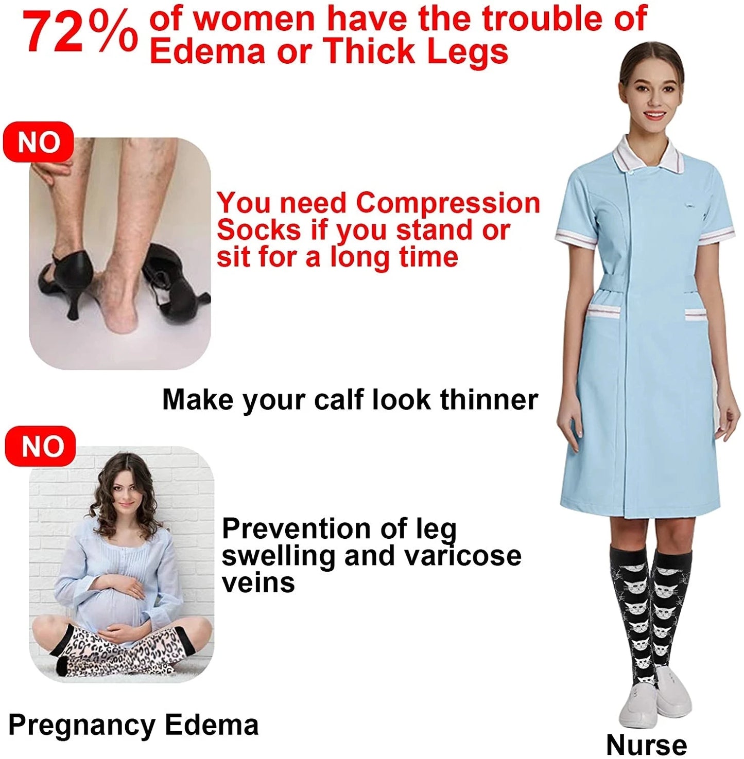 Men & Women New Compression Socks, Sports Socks ,Medical, Nursing, Edema, Diabetes, Varicose Veins ,Flight Travel Cycling Socks.