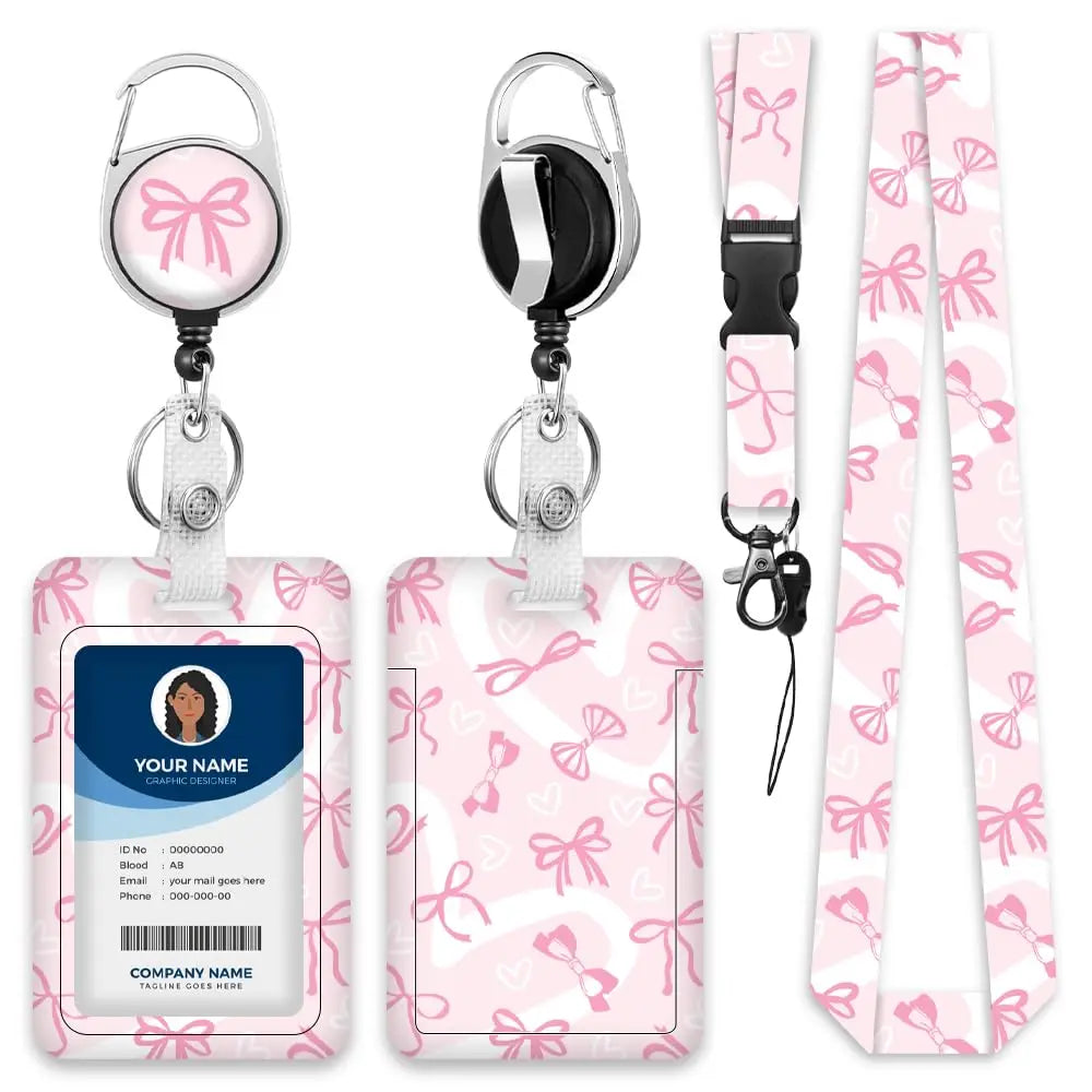 Lanyards for ID Badge Holder for Women Cute, ID Holder Clip, Retractable Keychain Badge.