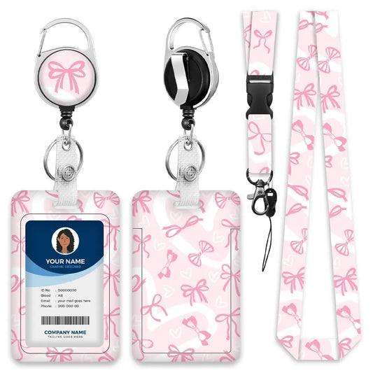 Lanyards for ID Badge Holder for Women Cute, ID Holder Clip, Retractable Keychain Badge.