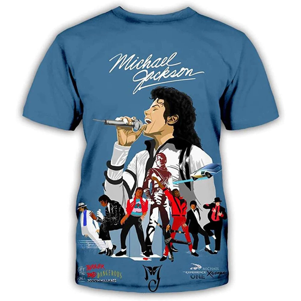 Summer fashion Michael Jackson hip-hop retro casual men streetwear short sleeved.