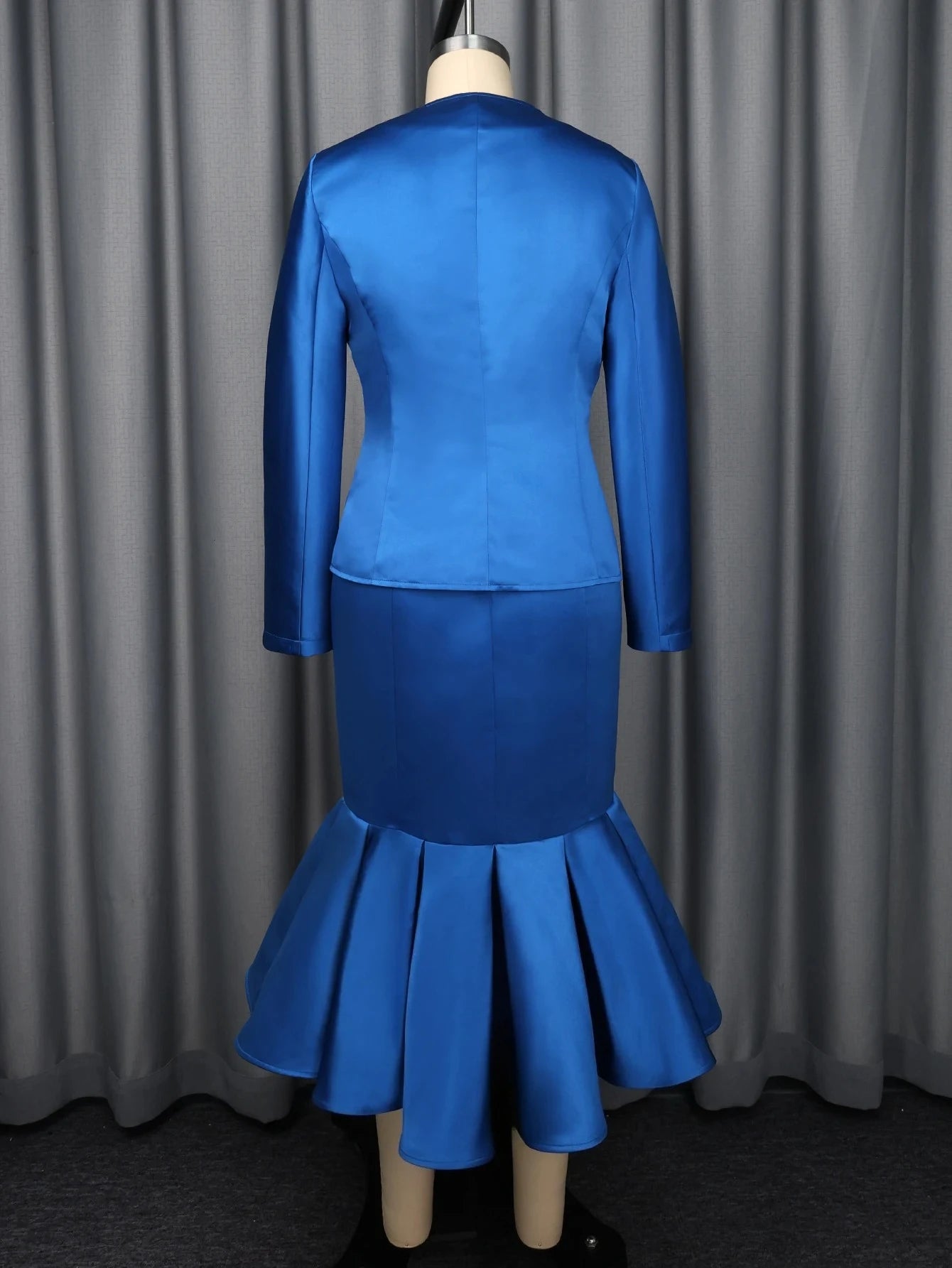 Women Shiny Two Pieces Set Office Ladies Blazer Coats 3D Flowers Inner Tank Dresses Mermaid Work Wear Autumn Fashion Business