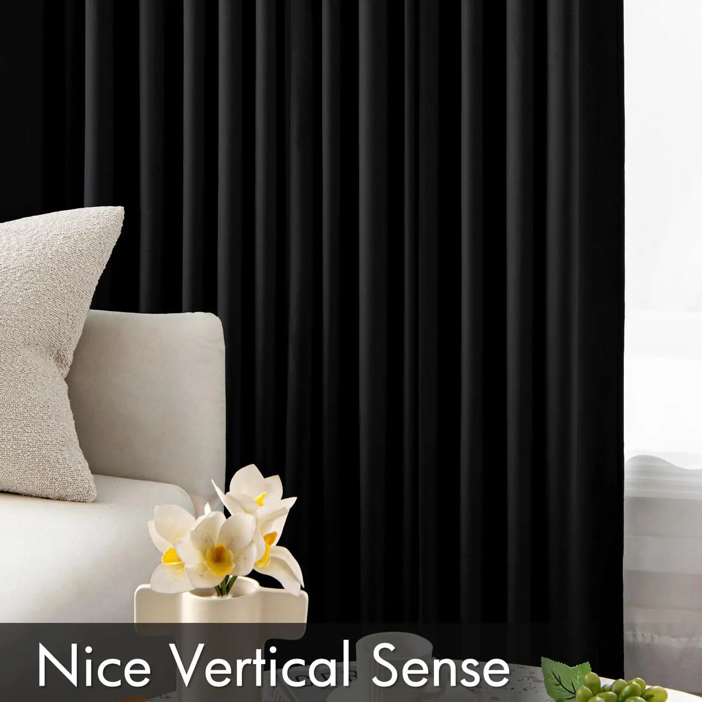 Black Velvet Blackout Curtains for Bedroom, Living Room 84 Inch Long,  Darkening Drapes