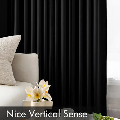 Black Velvet Blackout Curtains for Bedroom, Living Room 84 Inch Long,  Darkening Drapes