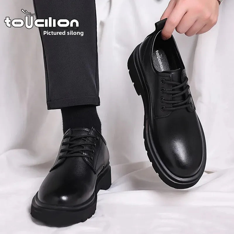 Men Soft Leather Breathable Casual Shoes, Spring, Autumn Season, Comfortable Business Formal Flats.