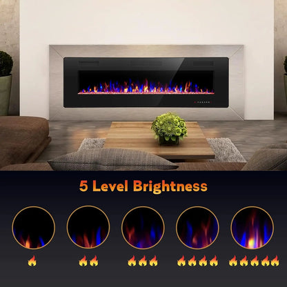 Electric Fireplace Wall Mounted with Remote Control Touch Screen