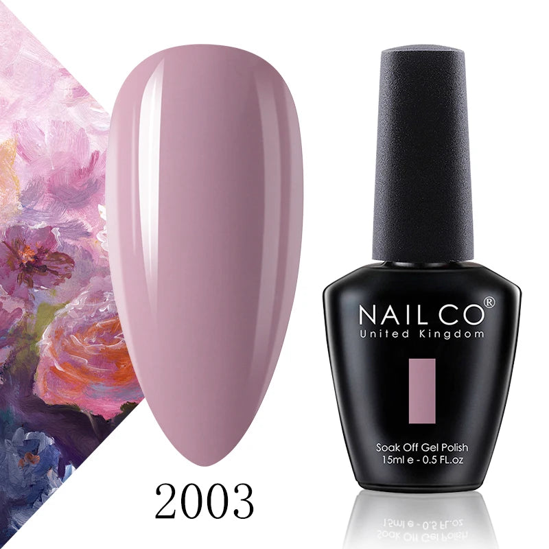 NAILCO 15ml Color Gel Nail Polish Soak Off, Hybrid Varnishes Manicure, UV&LED Nail Gel Semi Permanent Lacquer Base Top Coat.