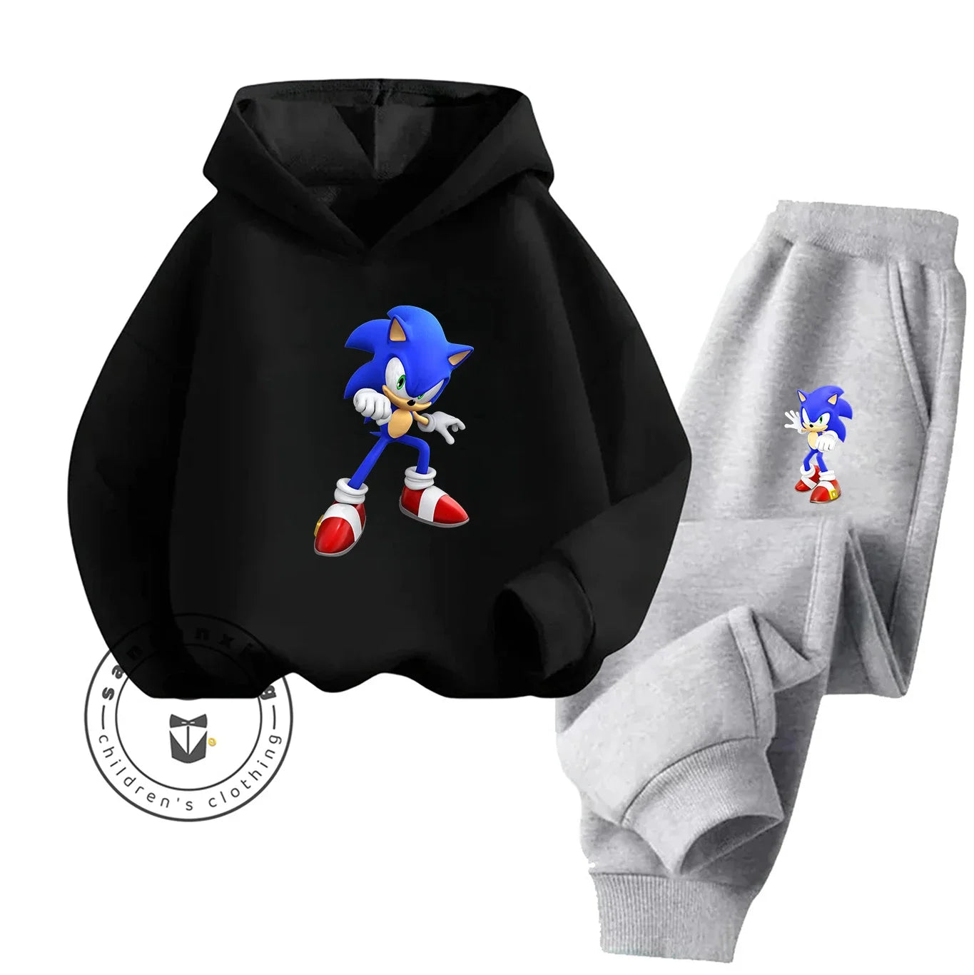 Sonic 2D Cartoon Printed Hoodie Set, 2025 Fashion For Kids, Teens, Boys, Girls Casual Autumn Winter wear.