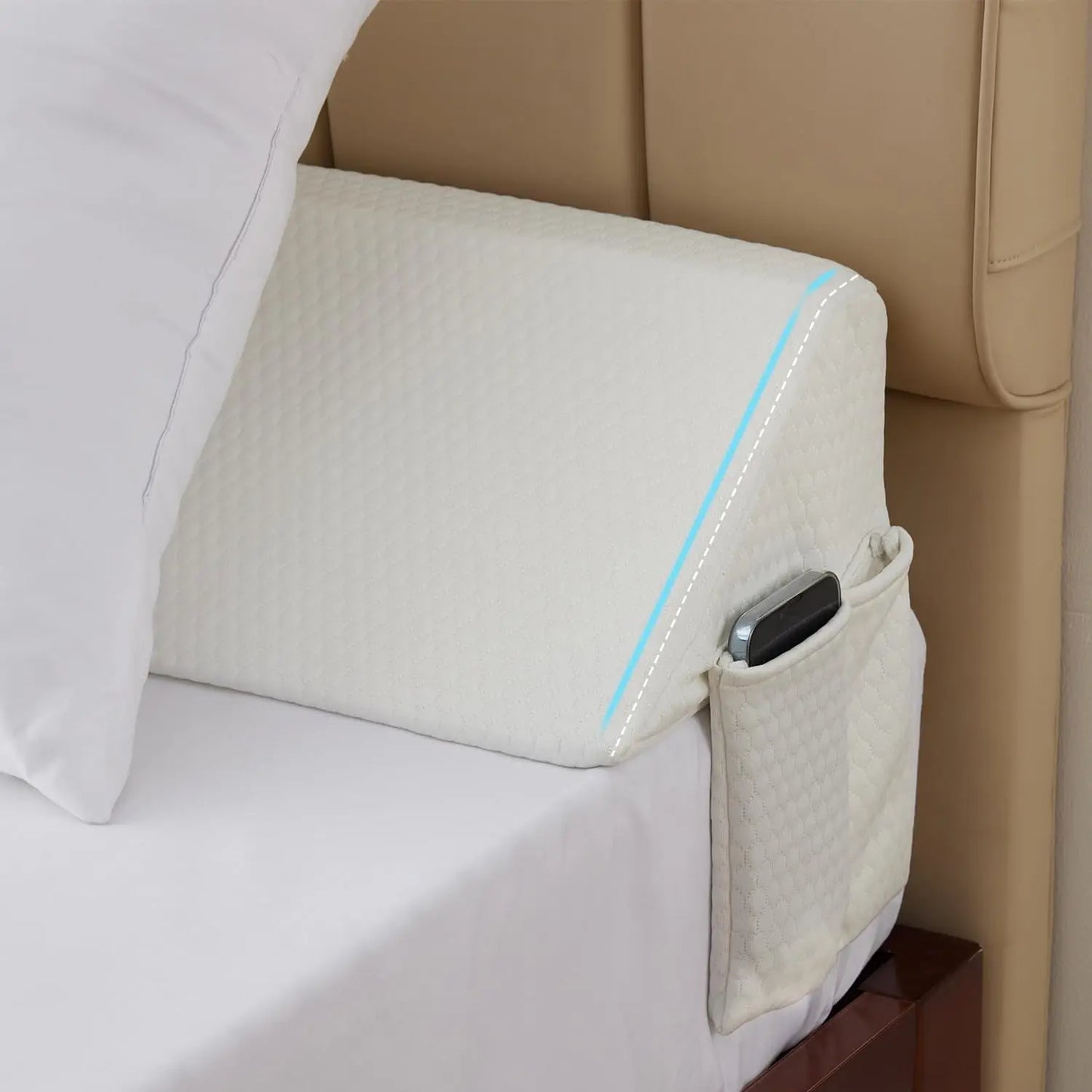 King Size Wedge Pillow for Headboard Gap Filling, Removable Cover, Machine Washable.