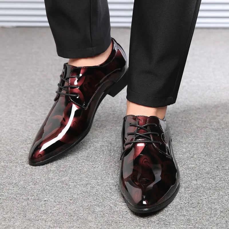 Luxury Men Oxford Shoes, Retro Floral Pattern Men Dress Shoes, Lace-Up Flats High Quality Business Party Wedding Shoes.