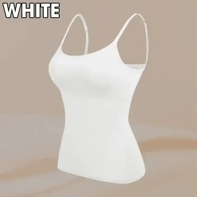 Spaghetti Top Women Vest Women Camisole with Built in Bra Cami Top Vest Tank Top 2024.