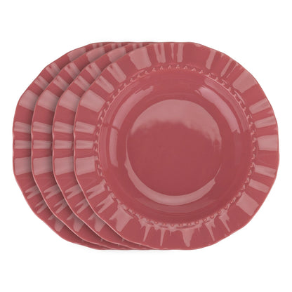 4pcs Multi-Color Ceramic Plate Set Ripple-Edge