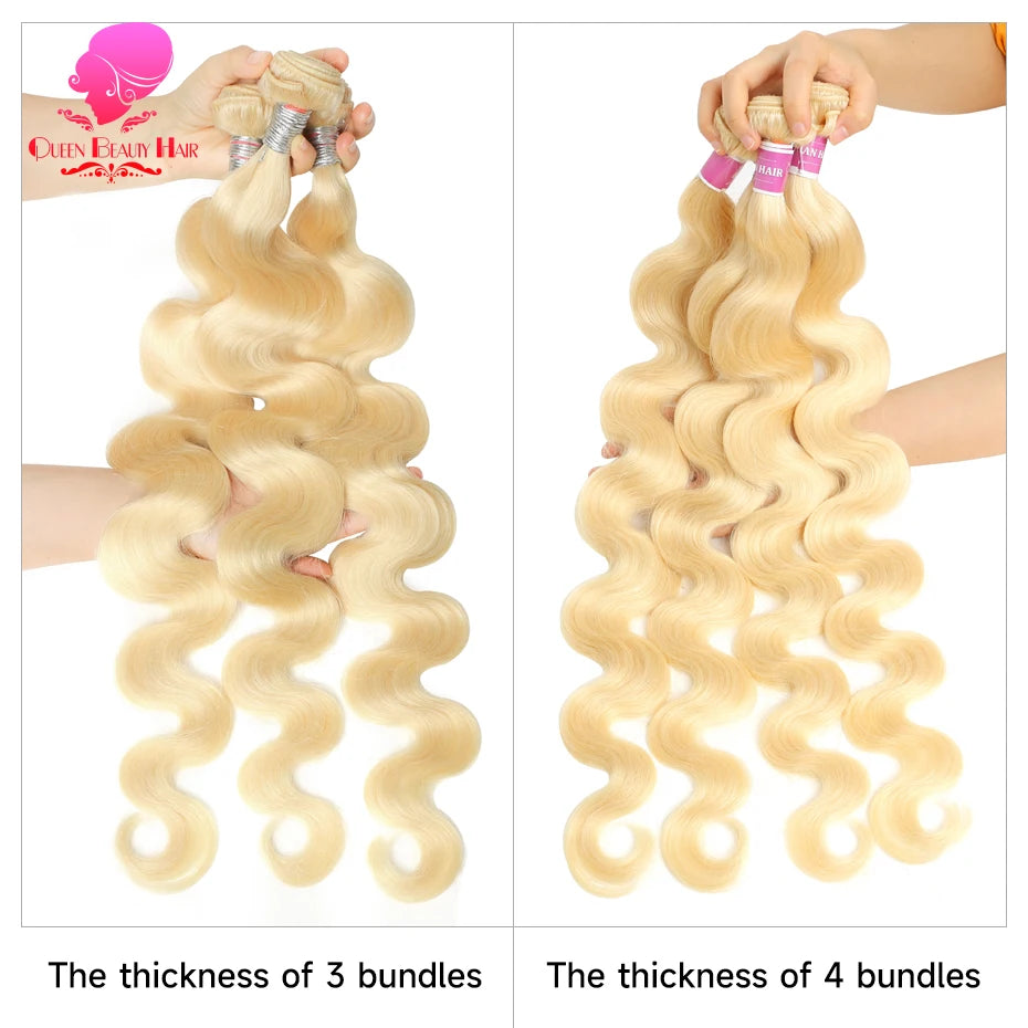 30 40 Inches 613 Honey Blonde Bundles, 100% Human Hair Weave Bundles, Double Track Peruvian Body Wave Bundles ,Human Hair Extension.