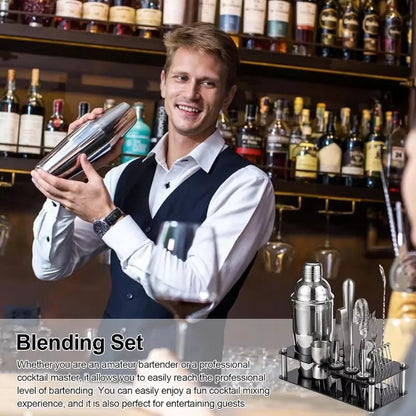 Professional Bar Tool Set, Stainless Steel Cocktail Shaker Set.