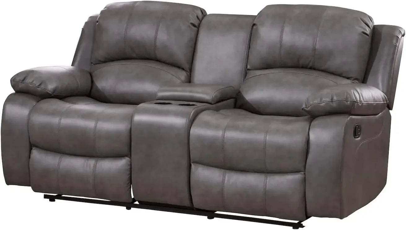 2PC Leather Air Reclining Sofa Loveseat Set. Multiple Colors (Gray)