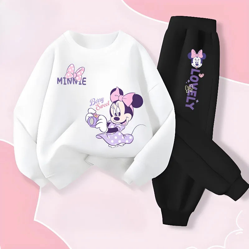 Long Sleeve Children's Clothing Sets, Spring New Disney Girls' Pullover, Long Pant Two Piece Suit.