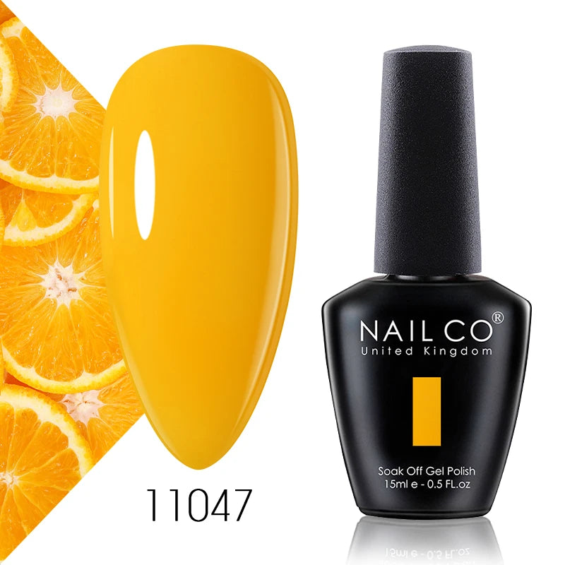 NAILCO 15ml Color Gel Nail Polish Soak Off, Hybrid Varnishes Manicure, UV&LED Nail Gel Semi Permanent Lacquer Base Top Coat.