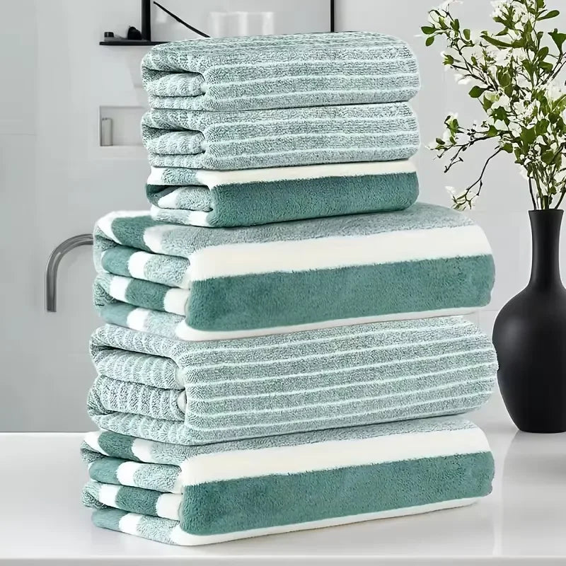 6-Piece Striped Towel Set - Soft Absorbent Bath Towels. Perfect for Daily Use & Gifts
