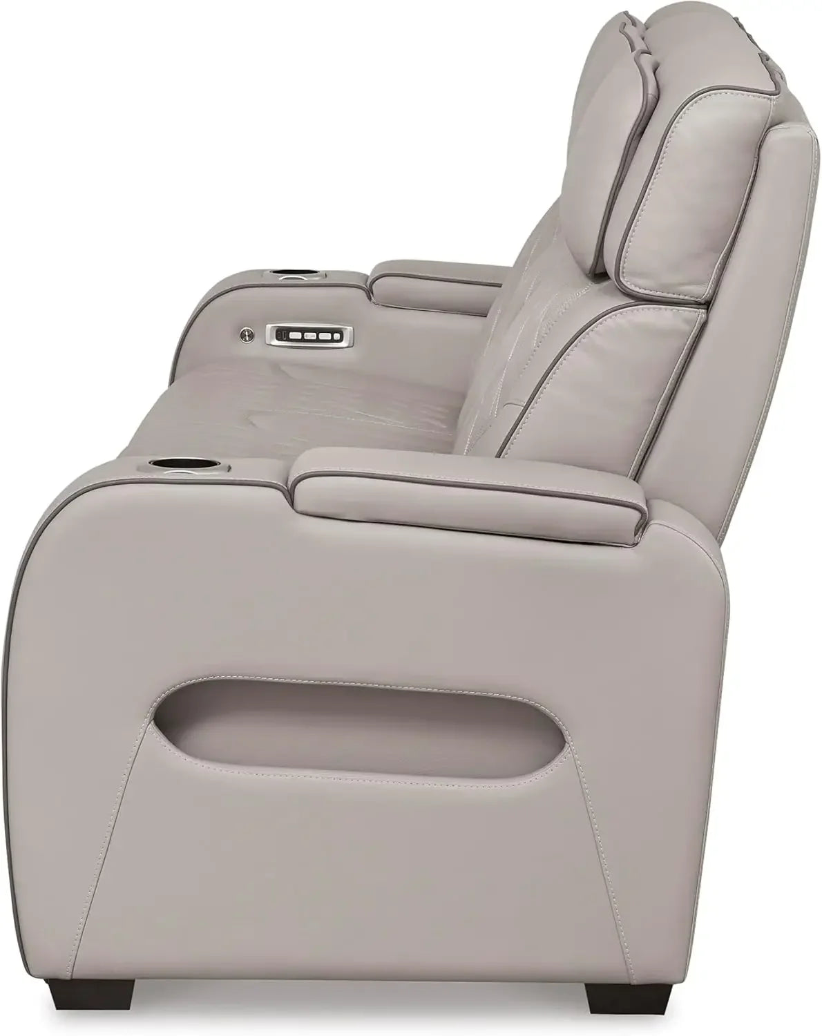 Boyington Contemporary Leather Match Power Reclining Sofa, with USB Charging Ports, LED Lights and Adjustable Headrest,