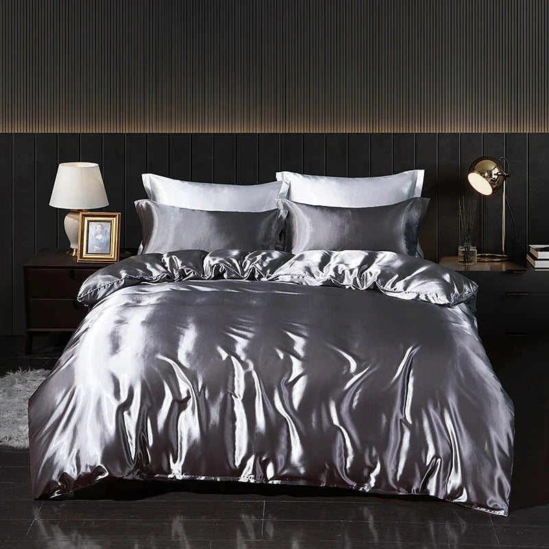 Luxury Satin  Bedding  With Fitted Sheet, Duvet Cover ,High End Bedding Sets