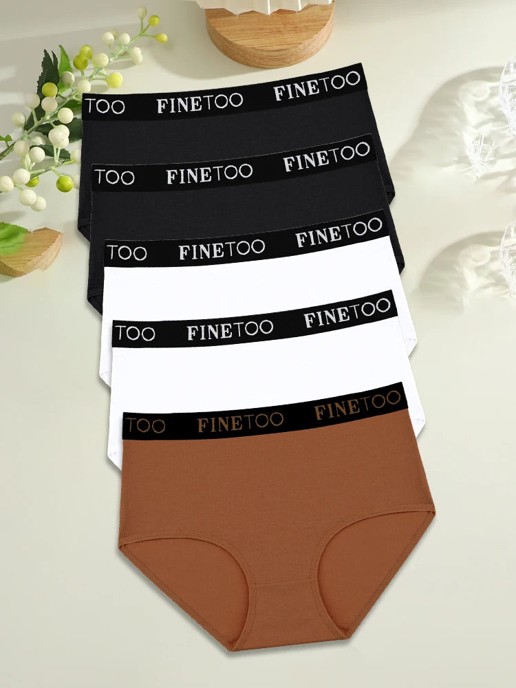 FINETOO 5PCS Cotton Seamless High Waist Underwear, Women's Belts Panties Low Waist, Plus Size Lingerie New.