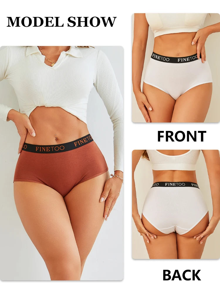 FINETOO 5PCS Cotton Seamless High Waist Underwear, Women's Belts Panties Low Waist, Plus Size Lingerie New.