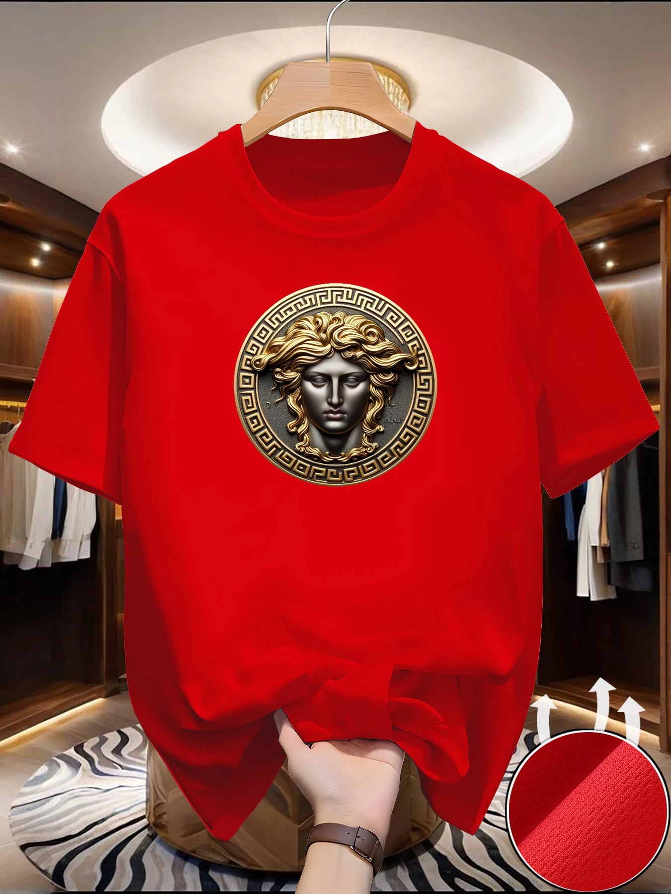 New round Neck Running T-shirt Men Summer Thin Top Art Printing, Quick Dry Short Sleeve Breathable T-shirt.