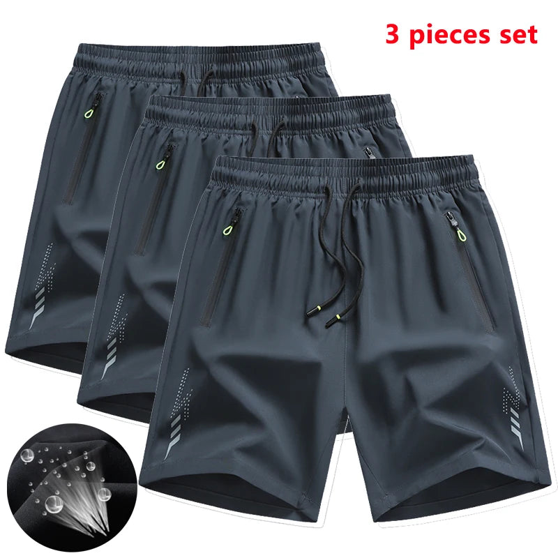 3 Pieces New Running Shorts Men Gym Sports Shorts, Quick Dry Workout Jogging Short Pants.
