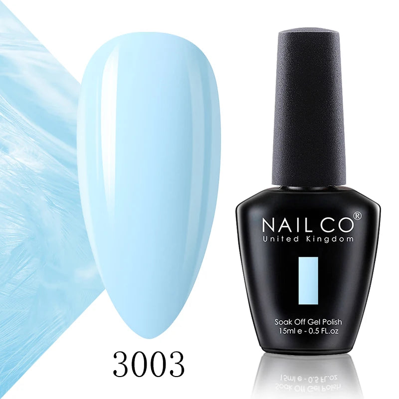 NAILCO 15ml Color Gel Nail Polish Soak Off, Hybrid Varnishes Manicure, UV&LED Nail Gel Semi Permanent Lacquer Base Top Coat.