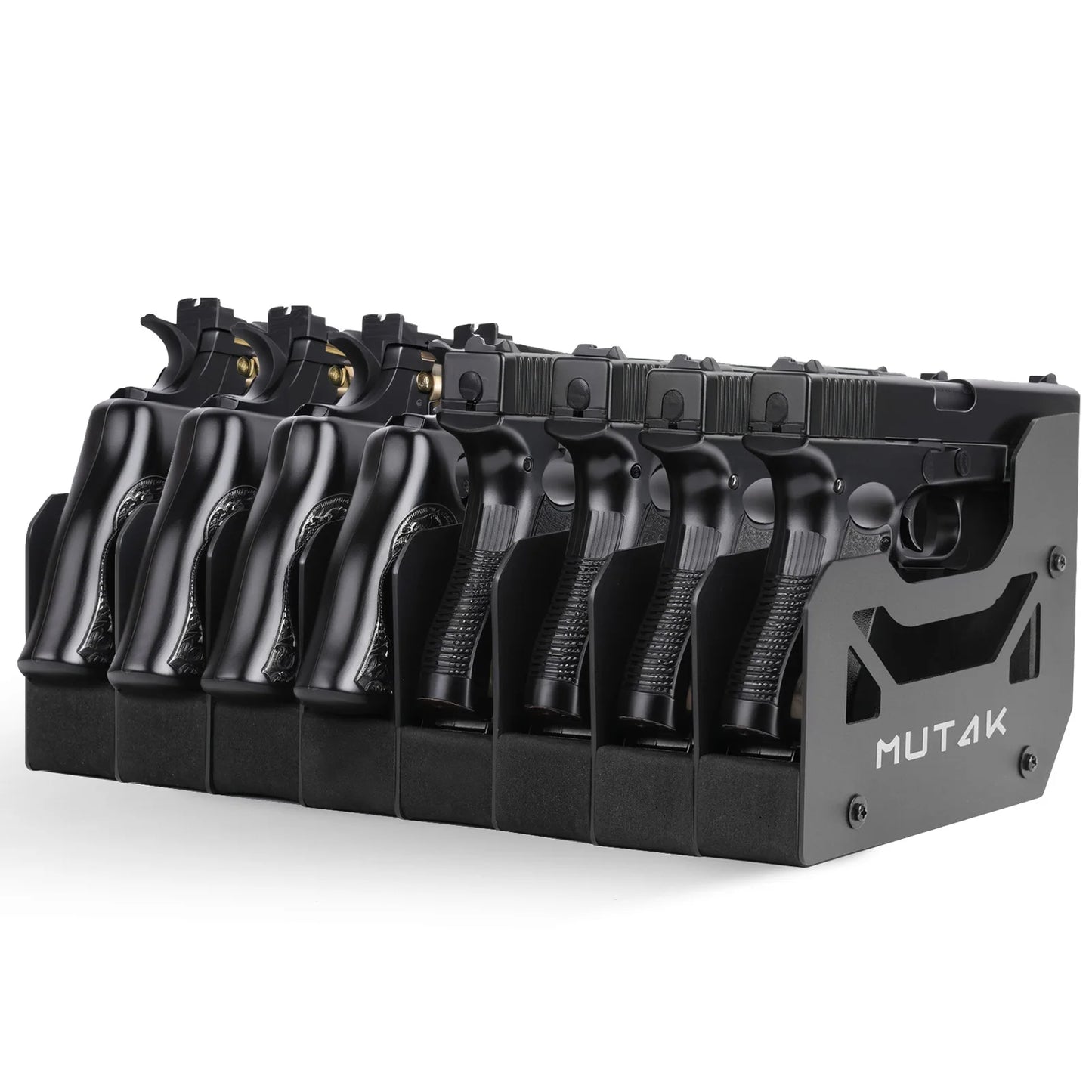4/6/8 Slot Foam Pistol Rack for Gun Safe, Handgun Rack with Anti-slip Magnetic Strip.