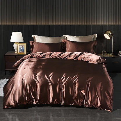 Luxury Satin  Bedding  With Fitted Sheet, Duvet Cover ,High End Bedding Sets