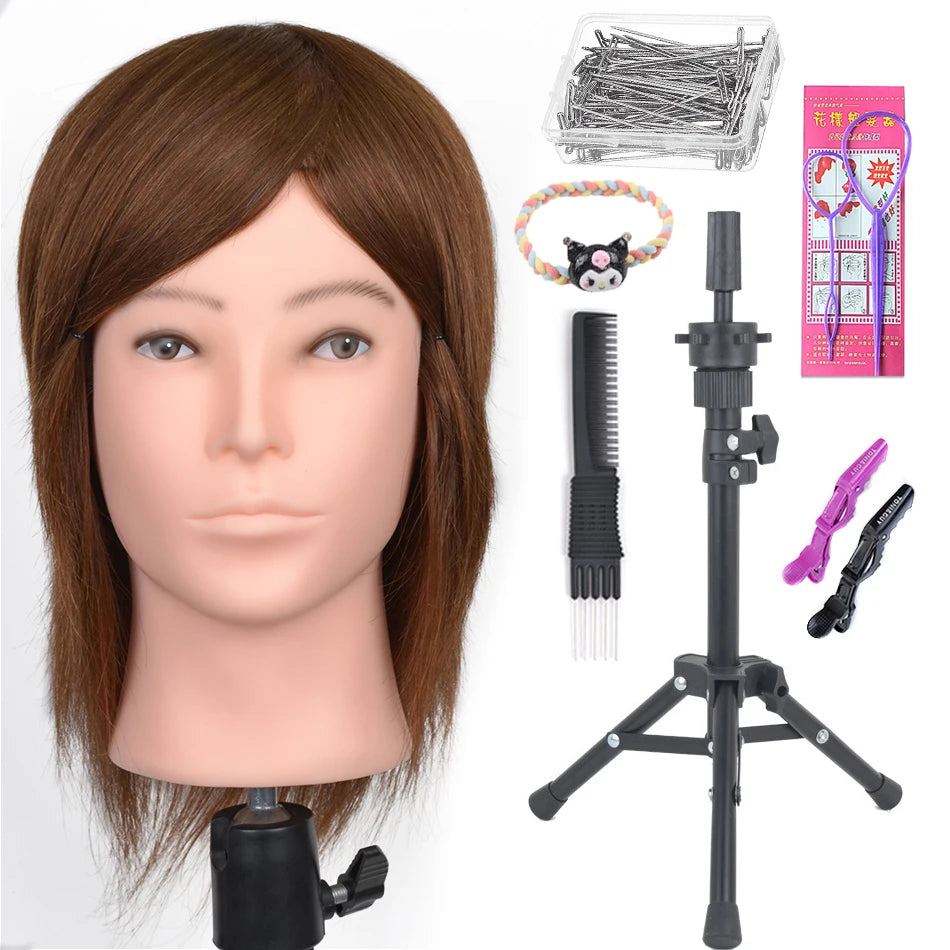 100% Real Human Hair Mannequin ,Styling Heads Cosmetology Practice Heads.