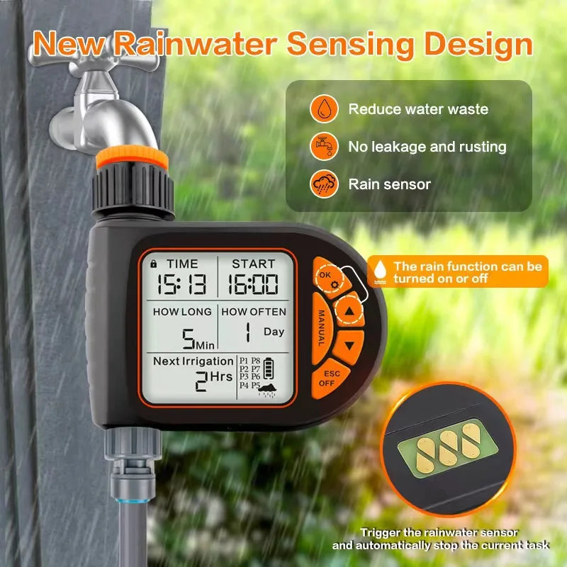 Intelligent Garden Drip Irrigation Timer, Large Screen LCD Automatic Watering Controller.