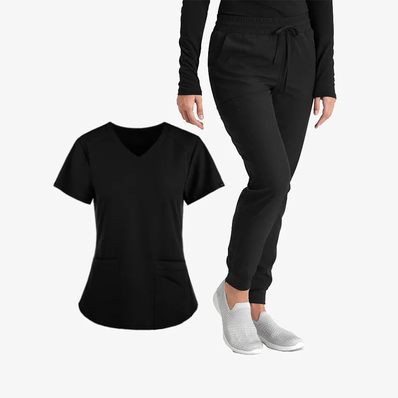 (Four-piece set) Scrubs Uniform Women's, Elastic Sports Nurse Uniform, Breathable Scrub.