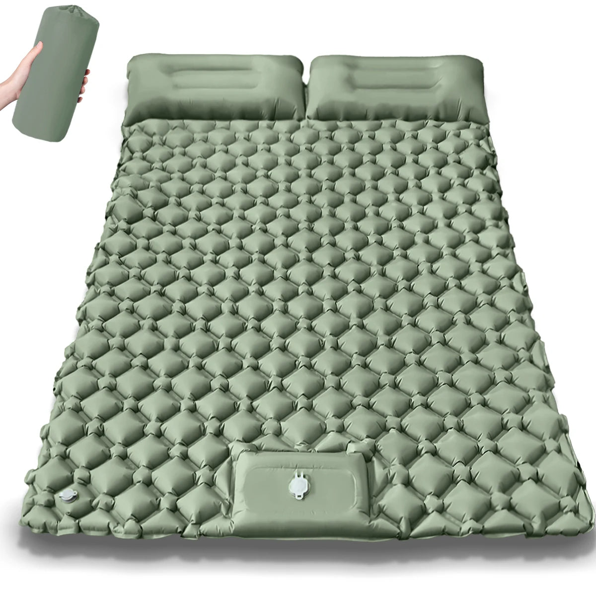 Double Air Mattress Camping Blow Up Bed w/Built-in Pump, Waterproof Portable Thickened for Outdoor Travel.