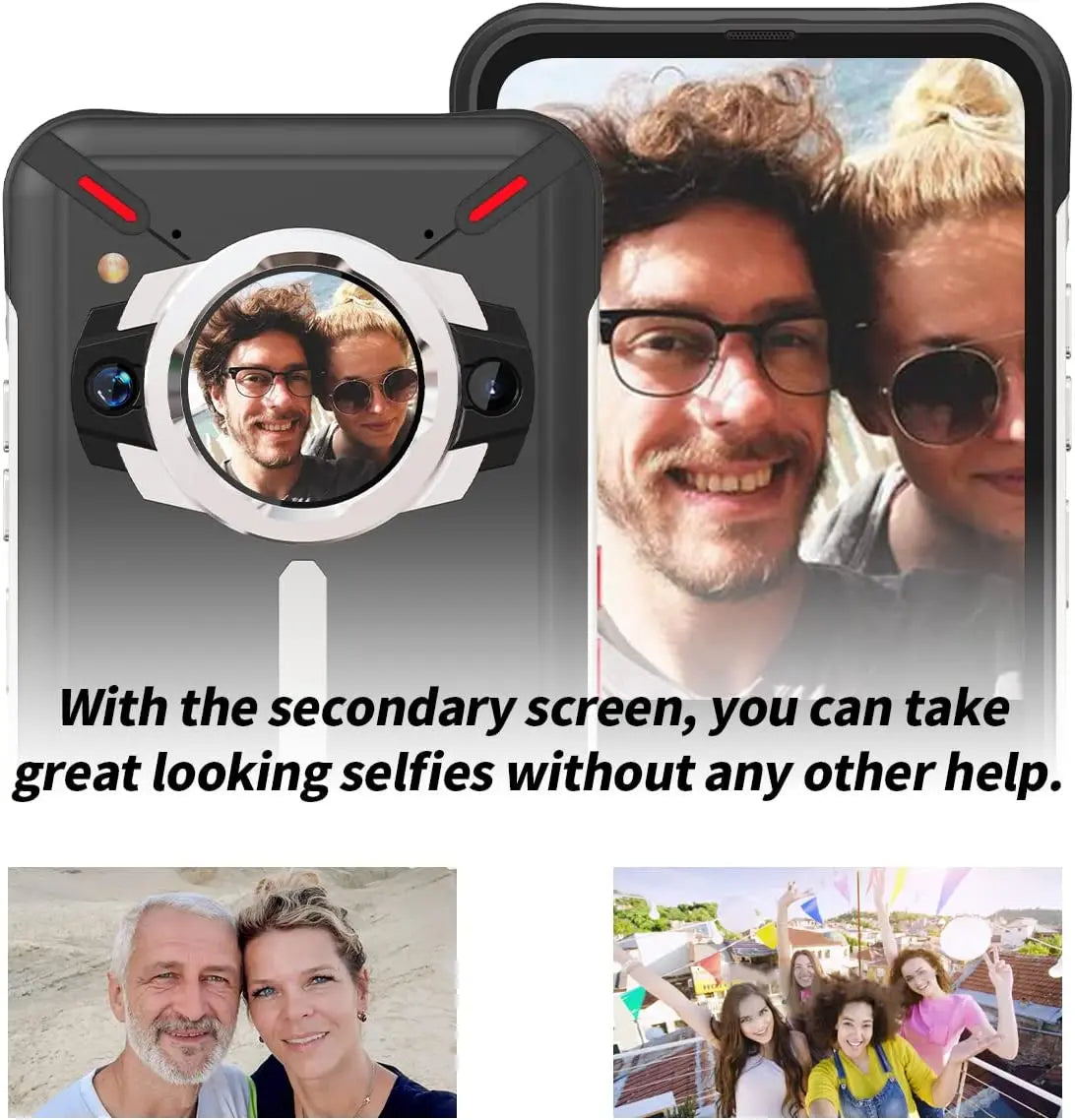 Ticktock-S Slim Rugged 5G Smartphone, 8GB 256GB Cell Phone, 5200mAh Dual Screen Mobile Phone 64MP Camera