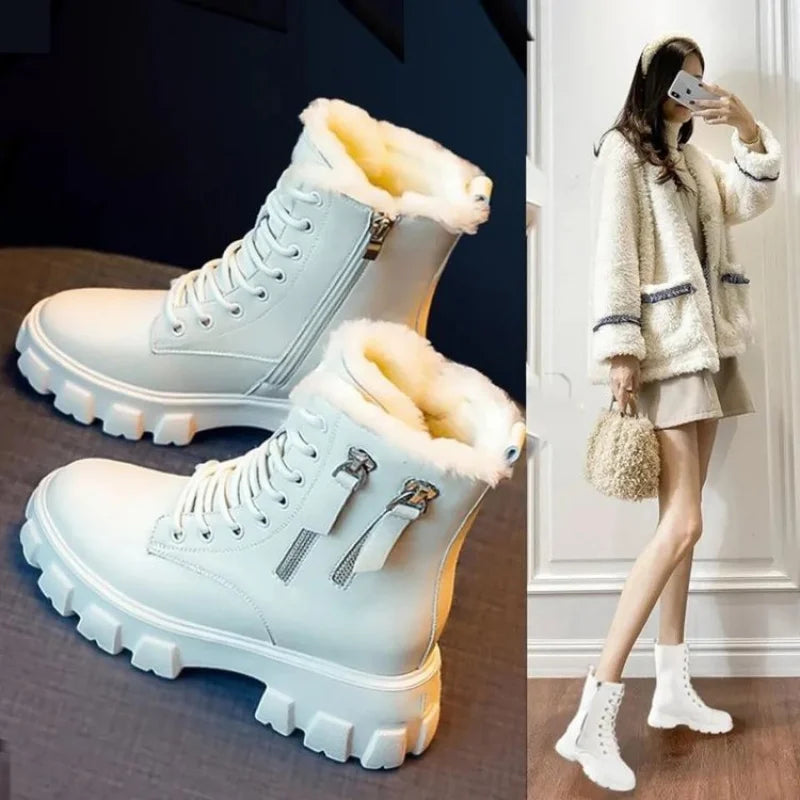 2025 New Style Fleece-Lined Autumn Winter High-Top Cotton Shoes.